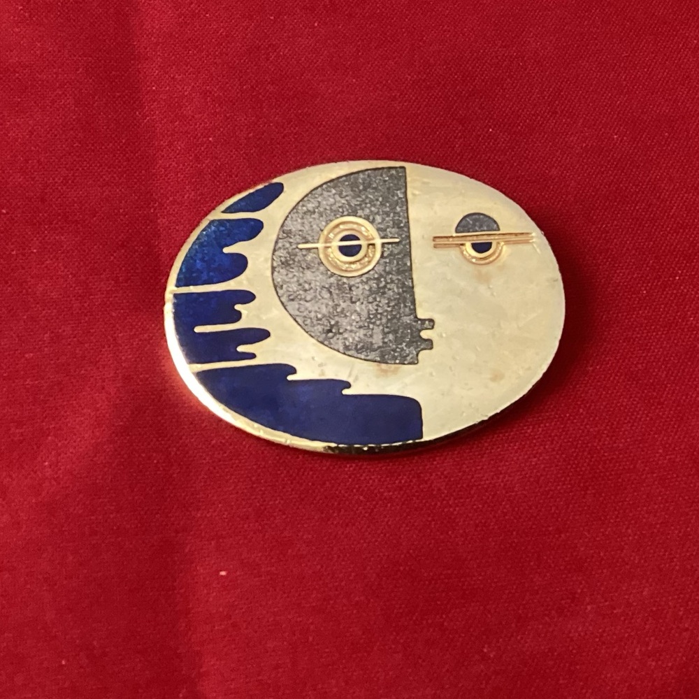 De Passillé Sylvestre gold tone and blue enamel brooch